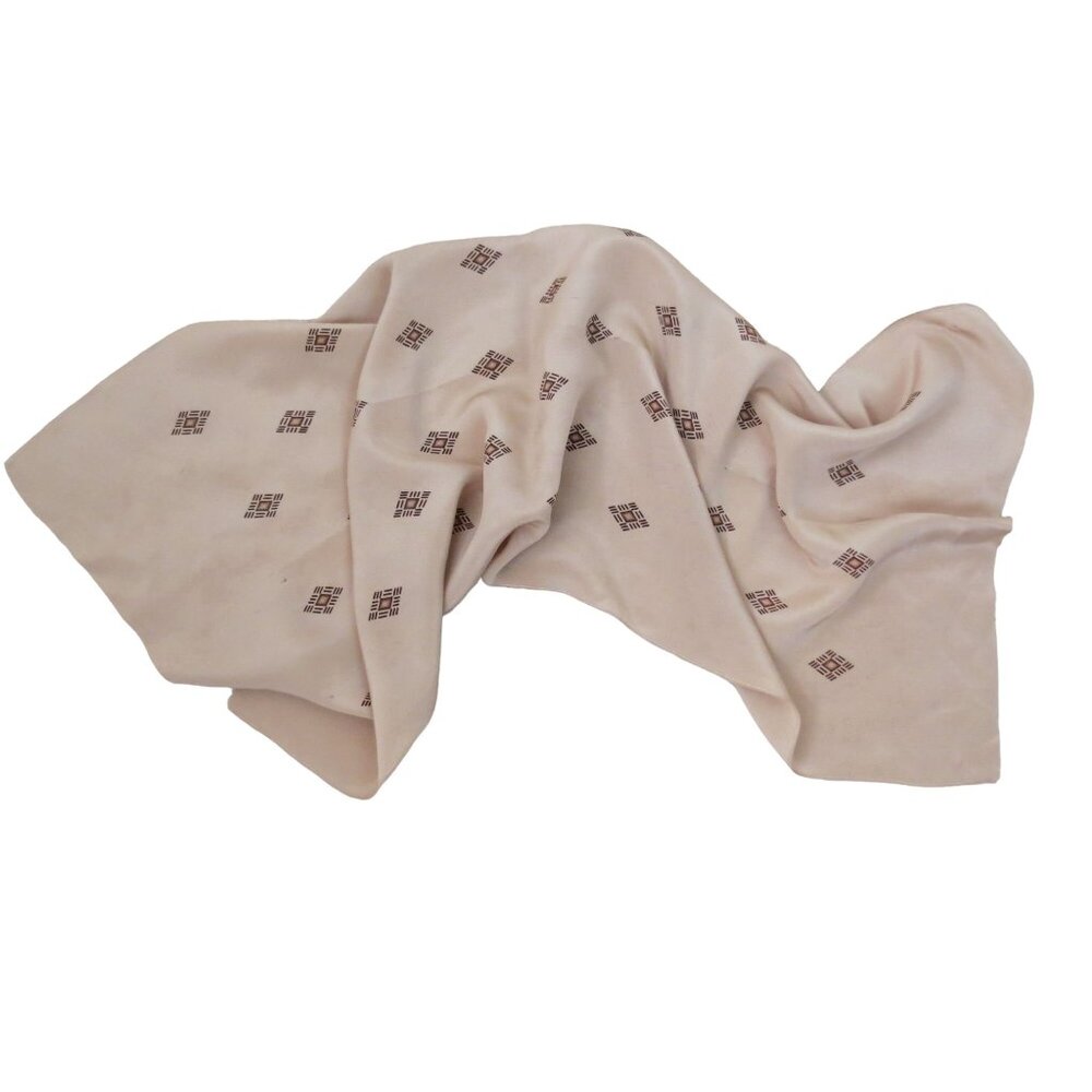VINTAGE Tan & Brown Art Deco Long Rayon Scarf